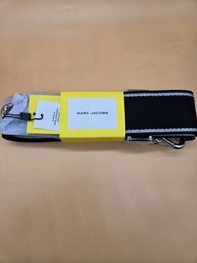 Marc Jacobs Black Webbing Messenger Strap with Silver Stripe